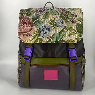 Mochila Nicca Café Moro y gobelino floral 