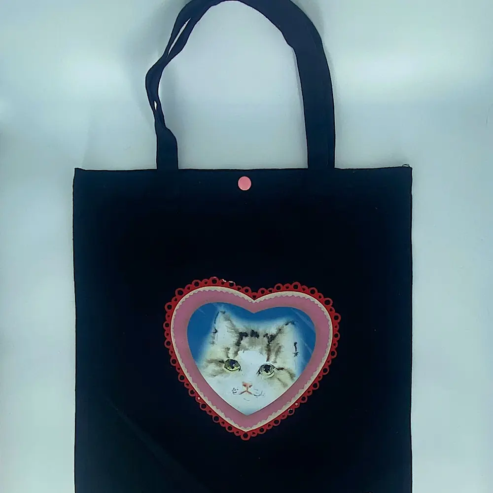 Totebag Corazón Gatito Rosado
