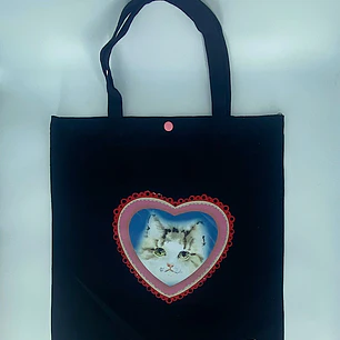 Totebag Corazón Gatito Rosado