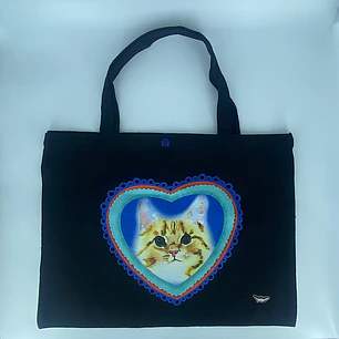 Totebag Gatito Amarillo Corazón 