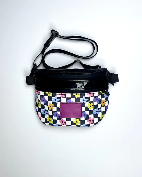 Bolso/Banano Picnic Flores Ajedrez