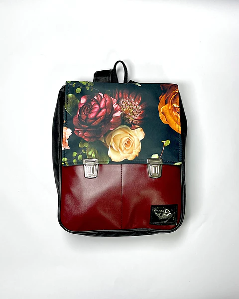 Mochila Raffa Rosas y Burdeo