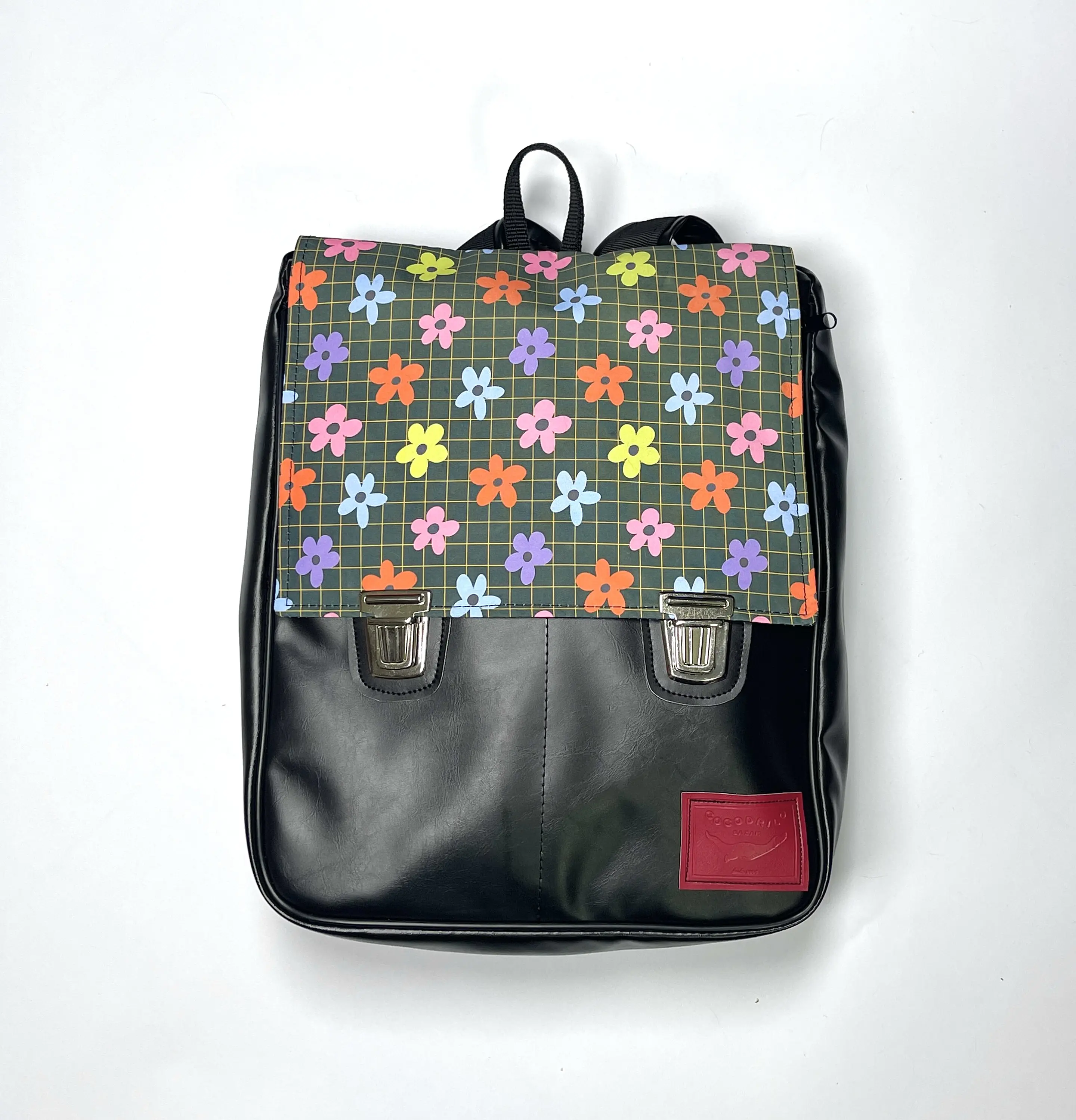 Mochila Raffa Flores Cuadriculado 1