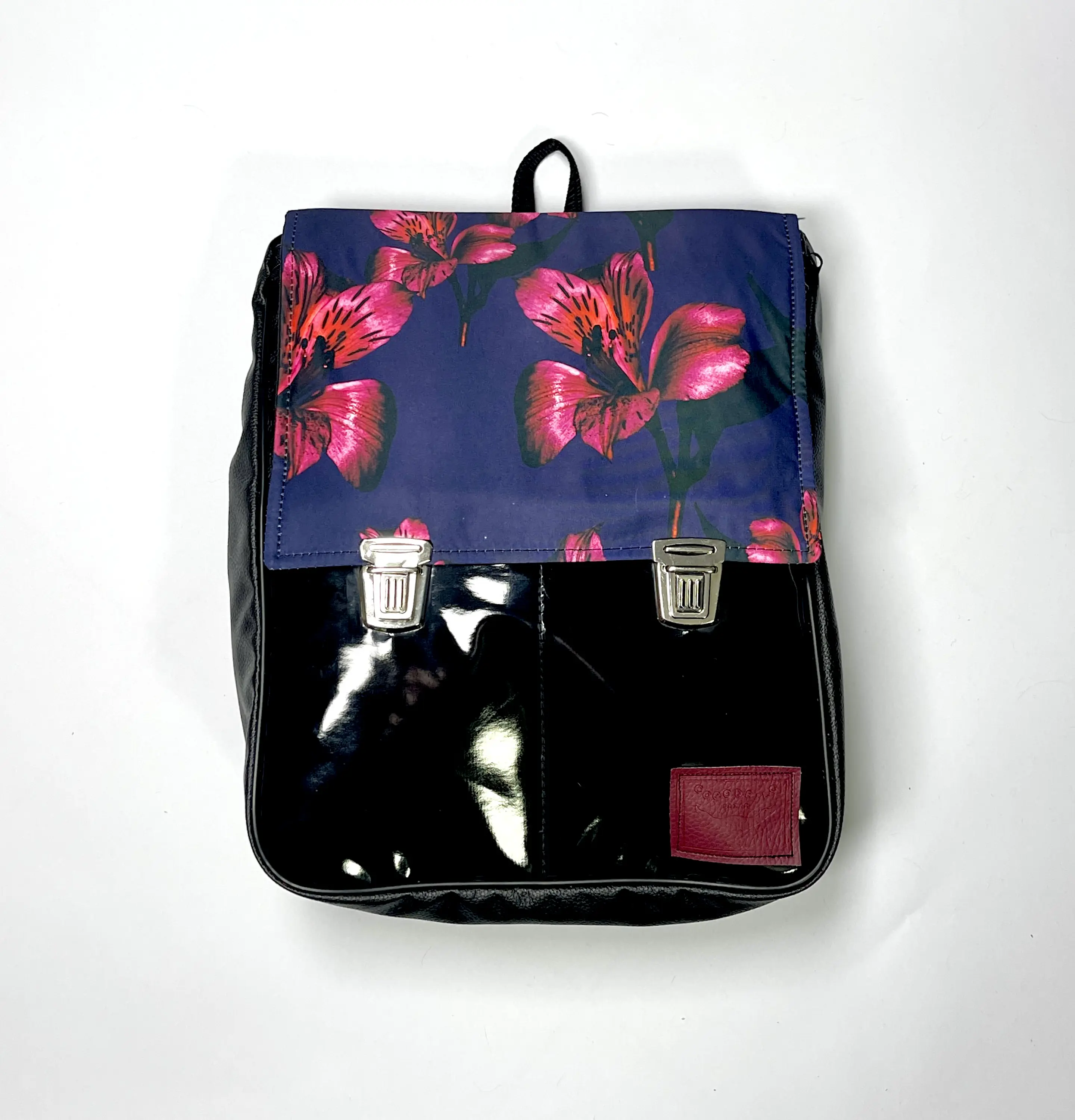 Mochila Raffa  Floral Rojo y Azul 1
