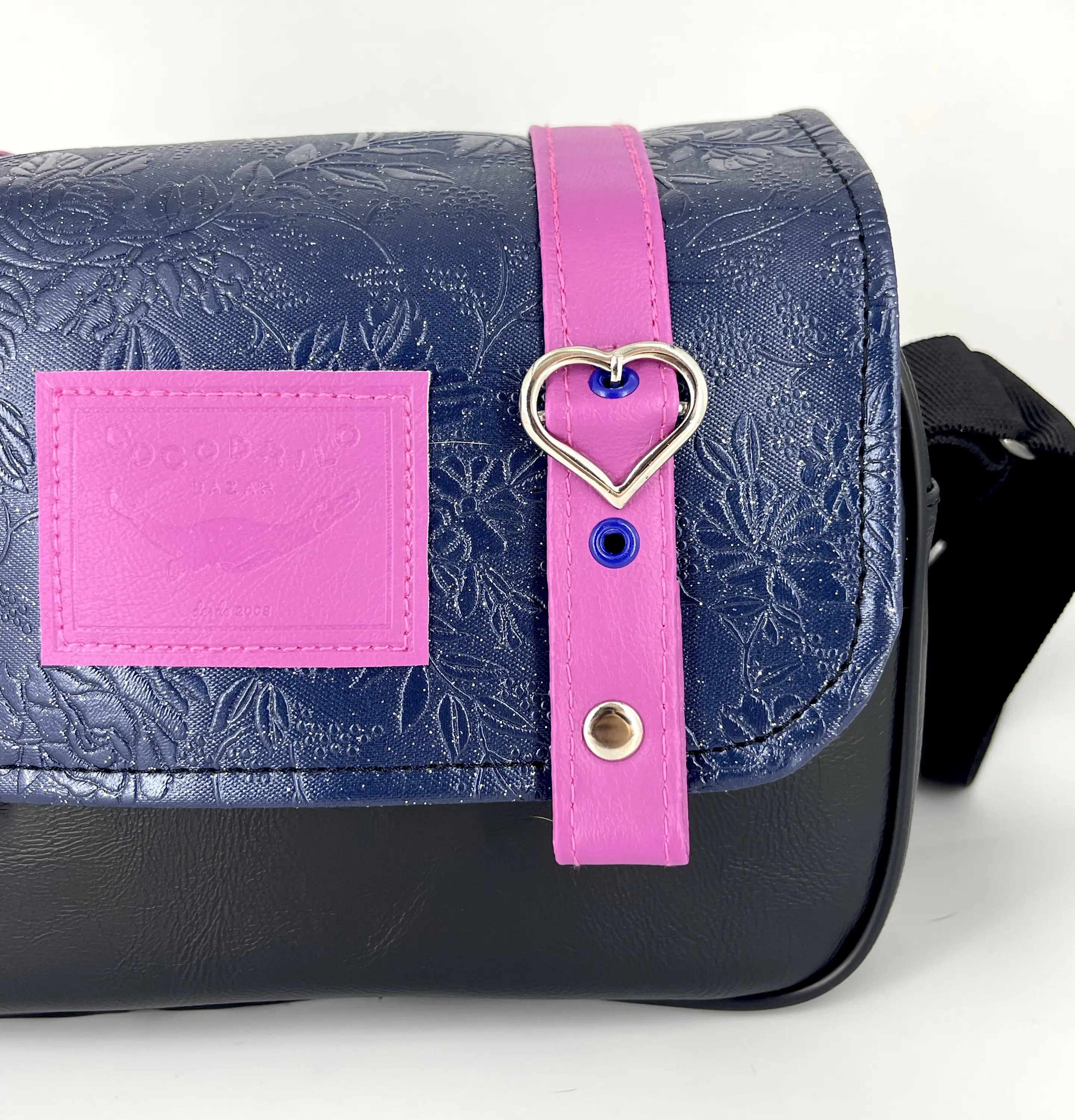 Cartera Nina Gotas Azul Textura Flores Y Magenta 1