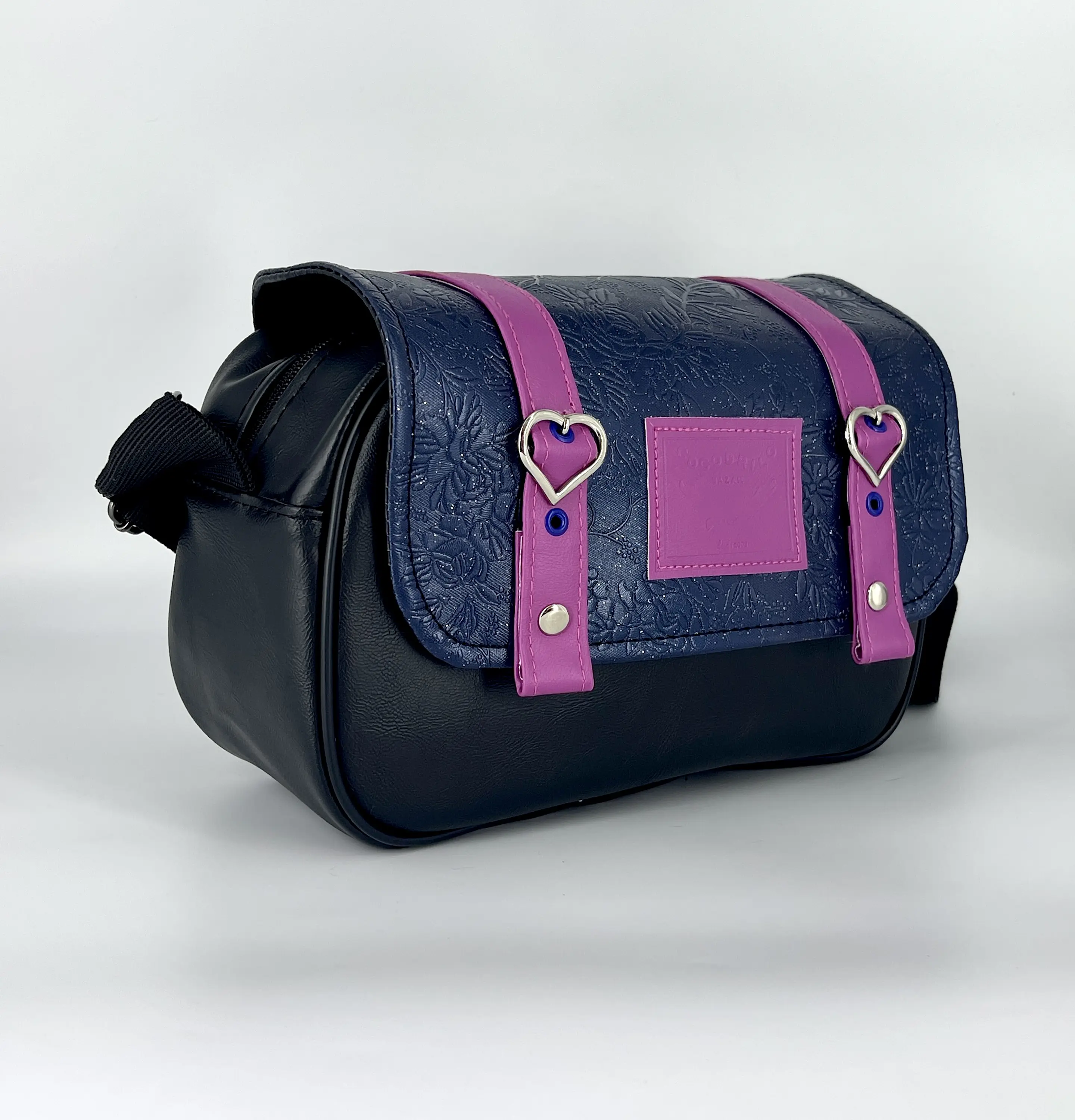 Cartera Nina Gotas Azul Textura Flores Y Magenta 3
