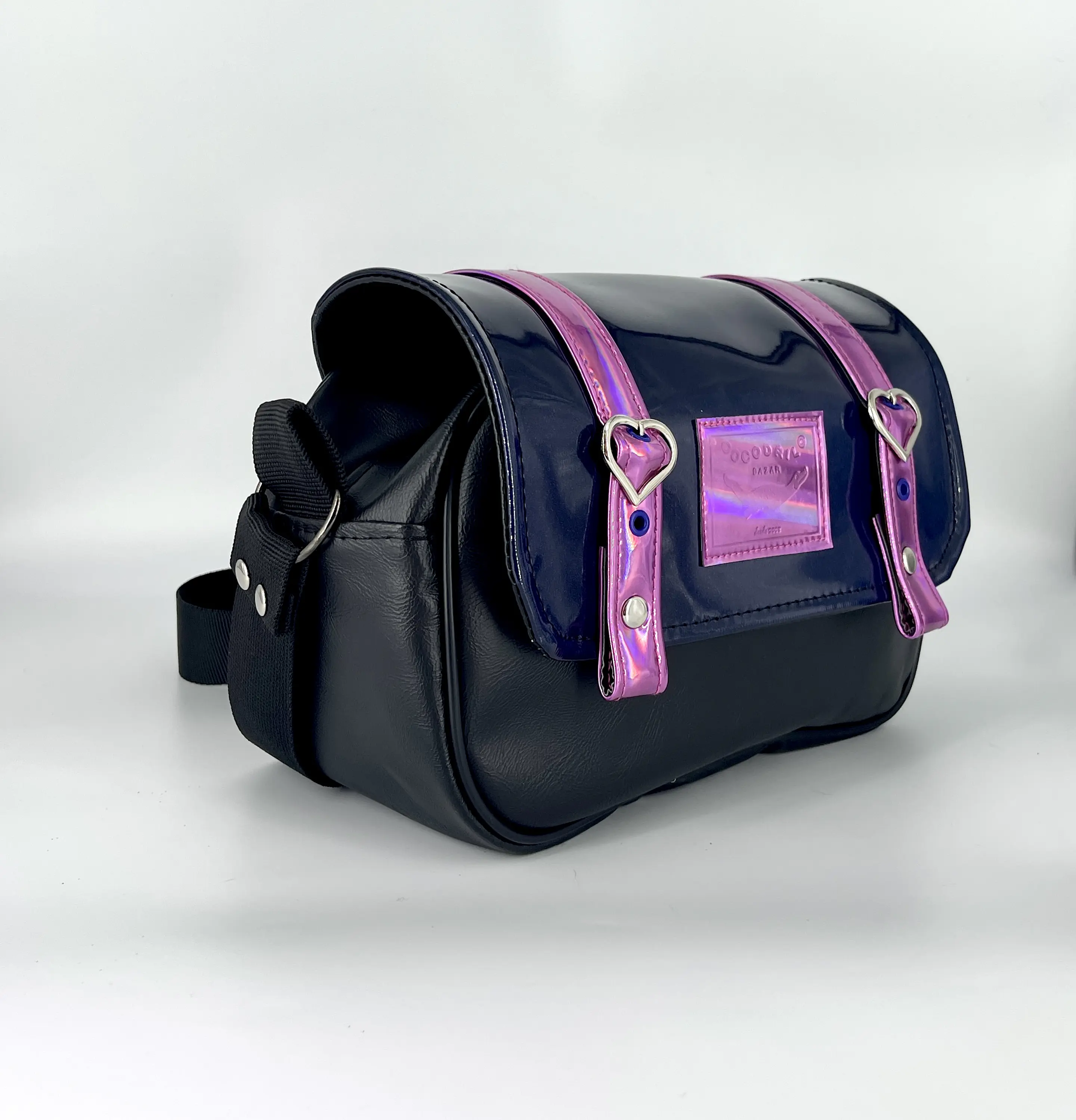 Cartera Nina Charol Azul y Magenta Holográfico 3