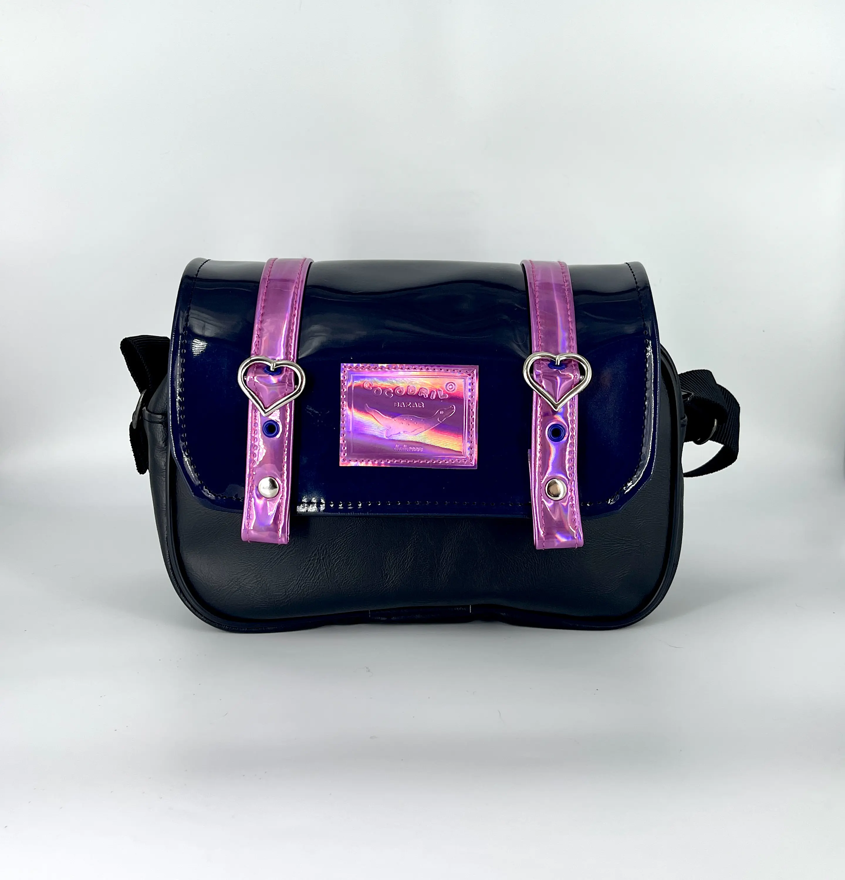 Cartera Nina Charol Azul y Magenta Holográfico 1