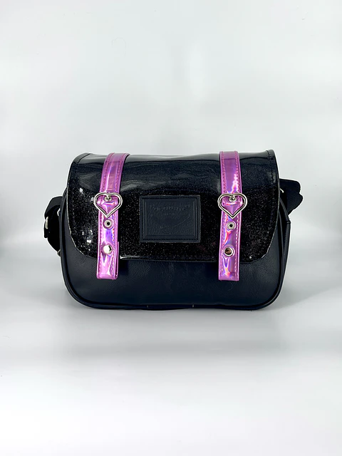 Cartera Nina Charol Glitter y Magenta