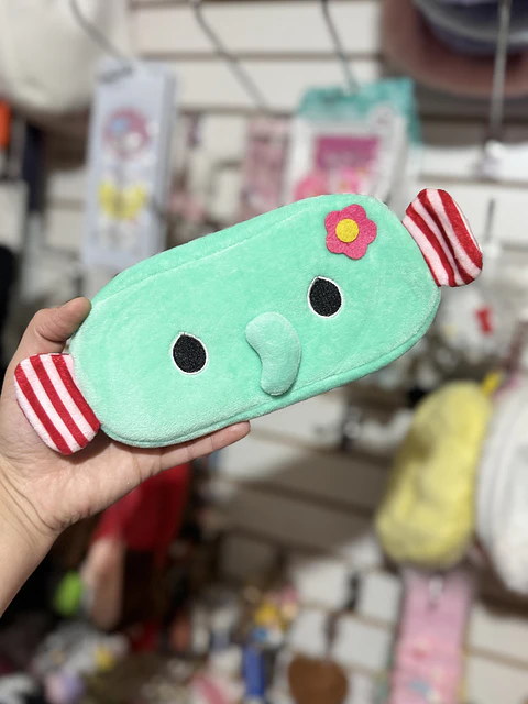 Estuche Elefante Menta de Felpa 