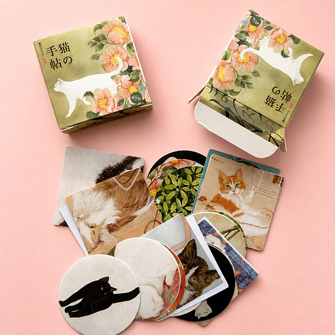 Stickers gatitos vintage en caja