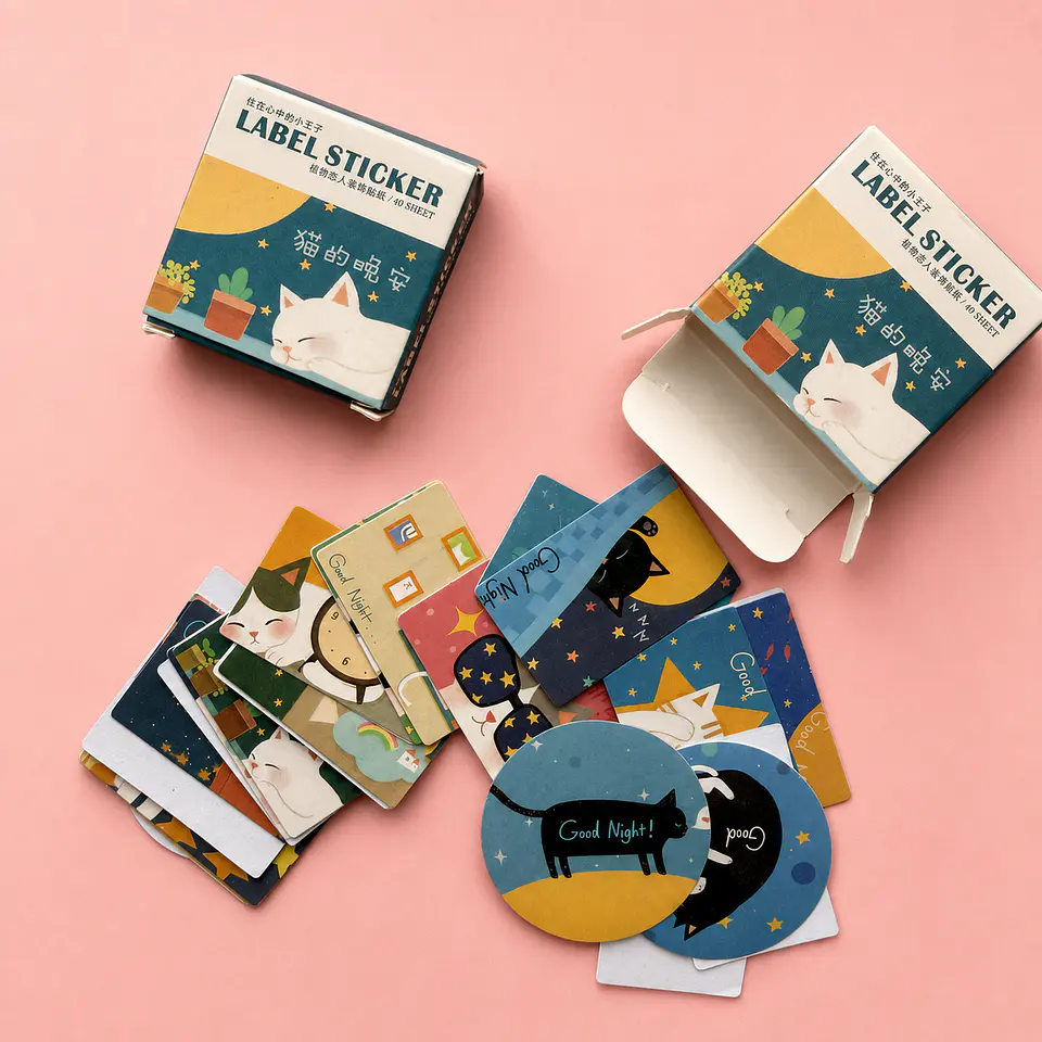 Stickers Gatitos Good Night en Caja 1