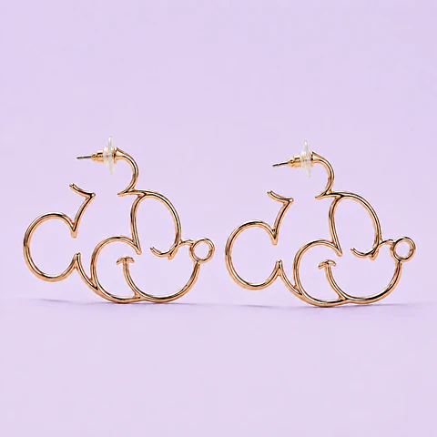 Aros Mickey Mouse de Acero Quirúrgico – Dorado y Plateado