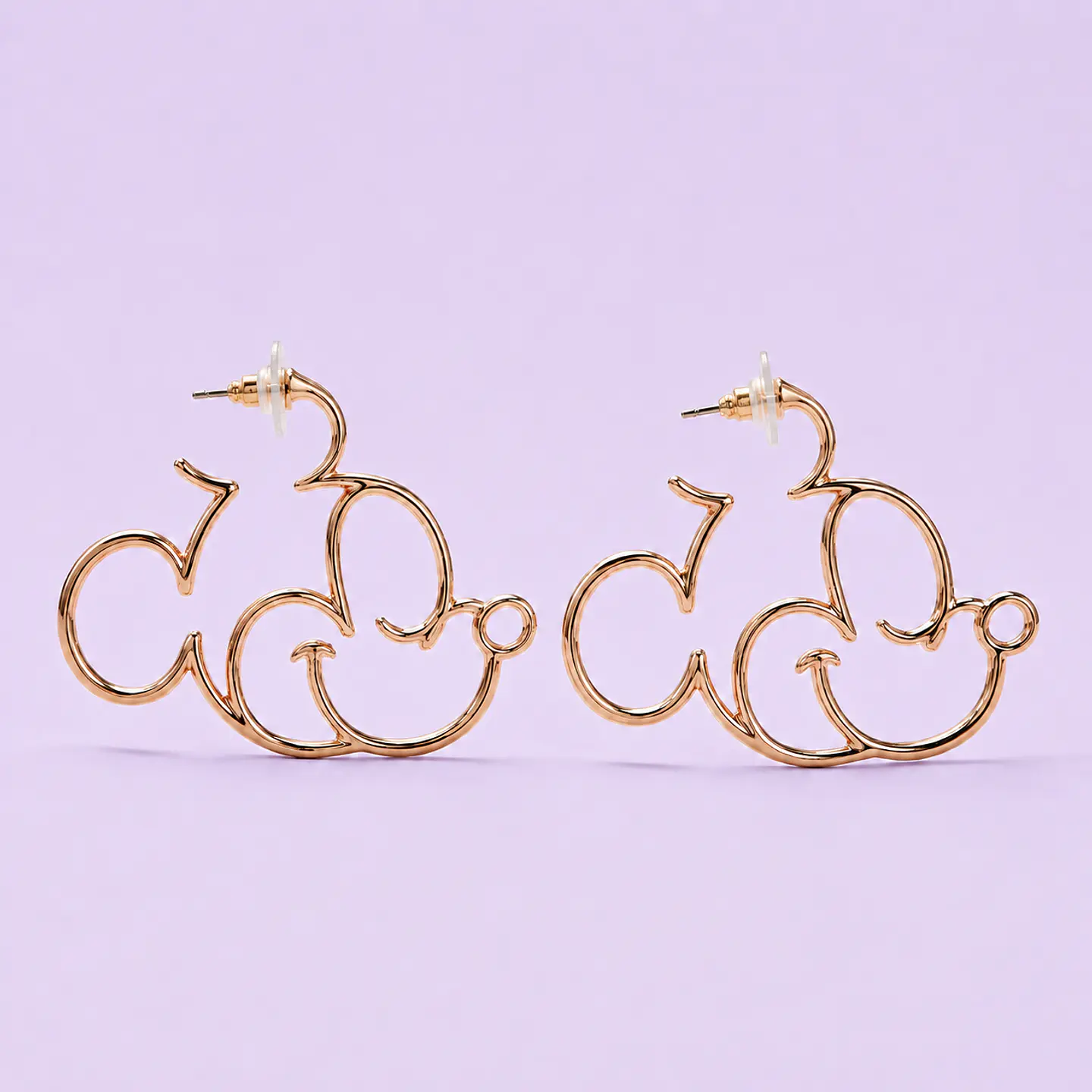 Aros Mickey Mouse de Acero Quirúrgico – Dorado y Plateado 1