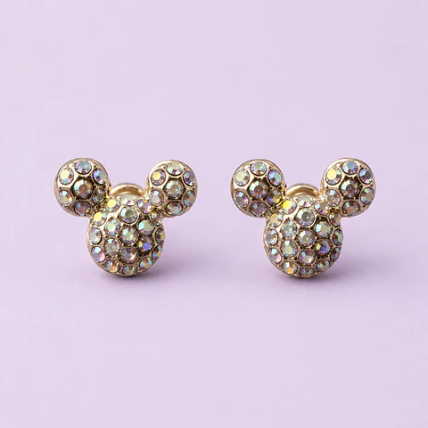 Aros Mickey Mouse con Cristales Tornasol 