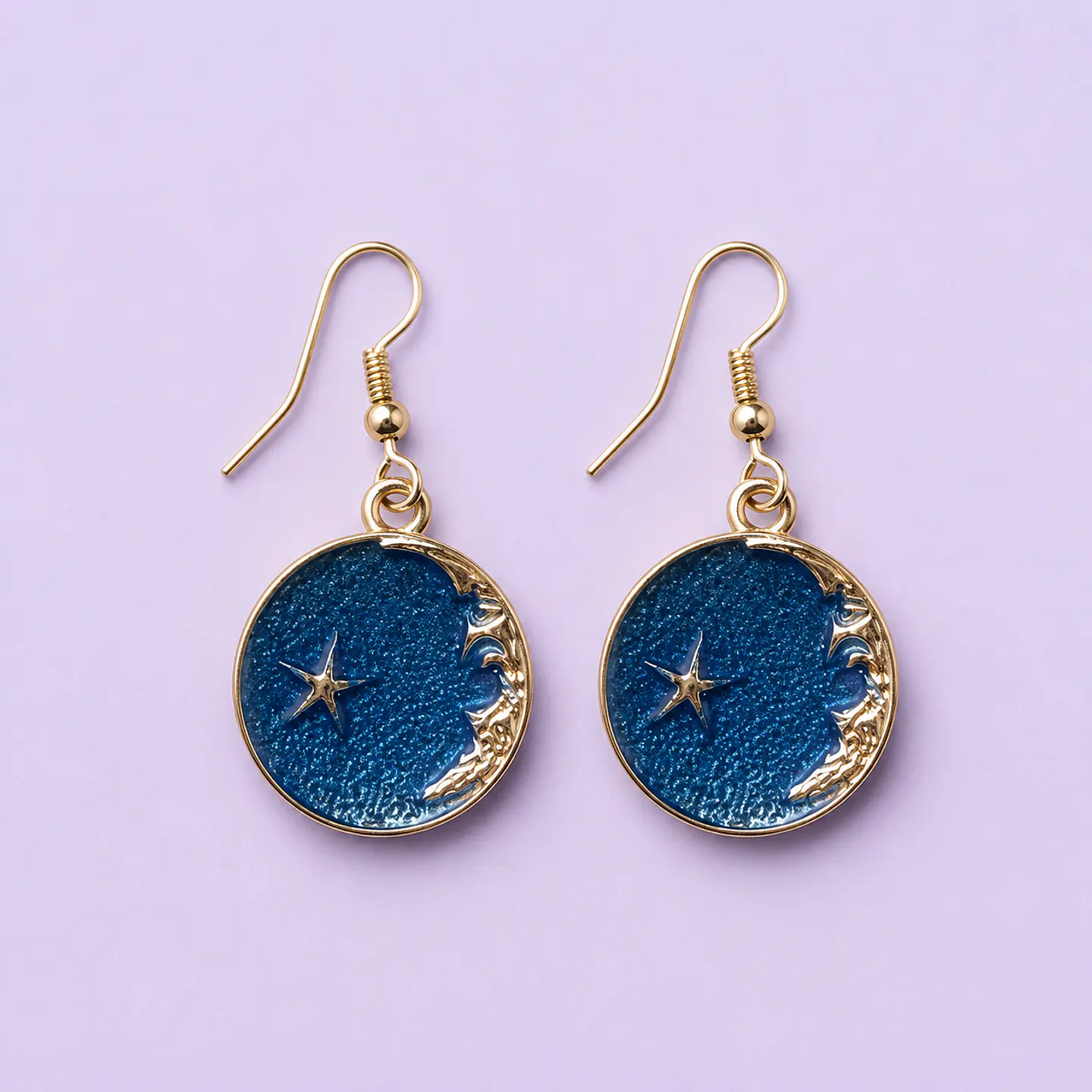 Aros Colgantes Luna & Estrella Azul  1