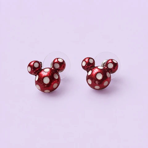 Aros Mickey Mouse Rojos con Lunares