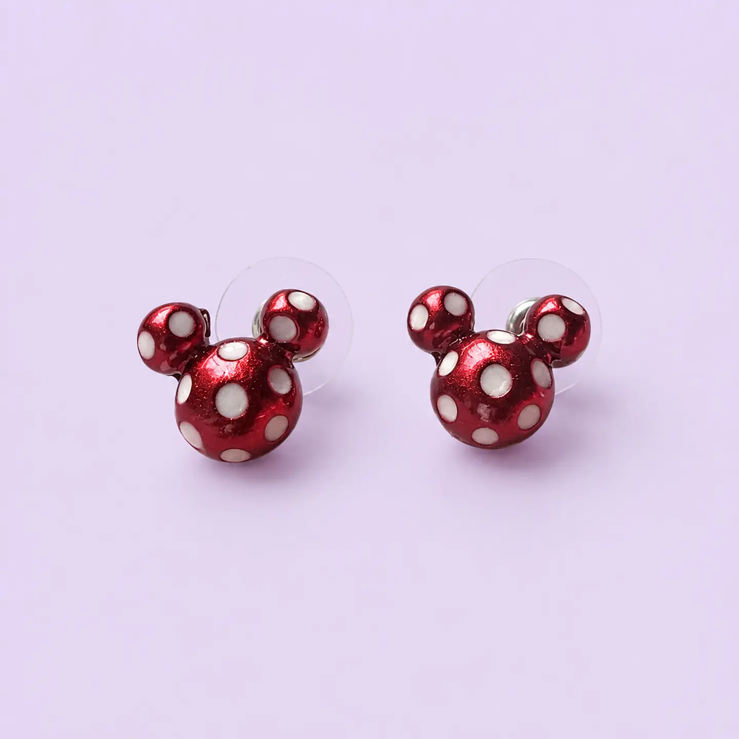 Aros Mickey Mouse Rojos con Lunares 1
