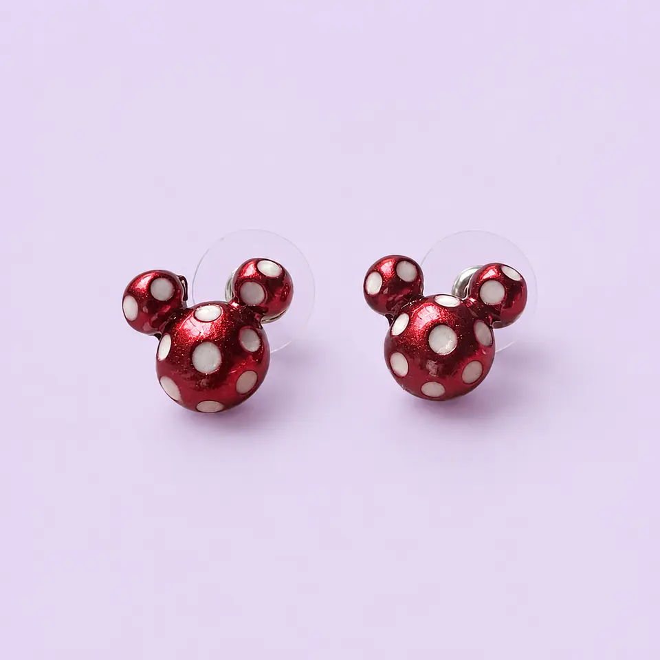 Aros Mickey Mouse Rojos con Lunares 1