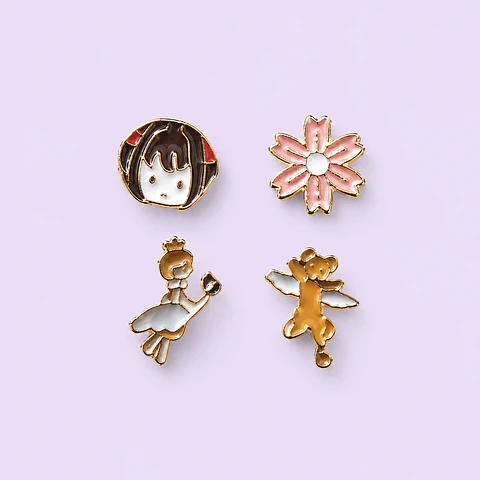Set 4 Aros Kawaii Sakura & Hada con Cajita de Regalo
