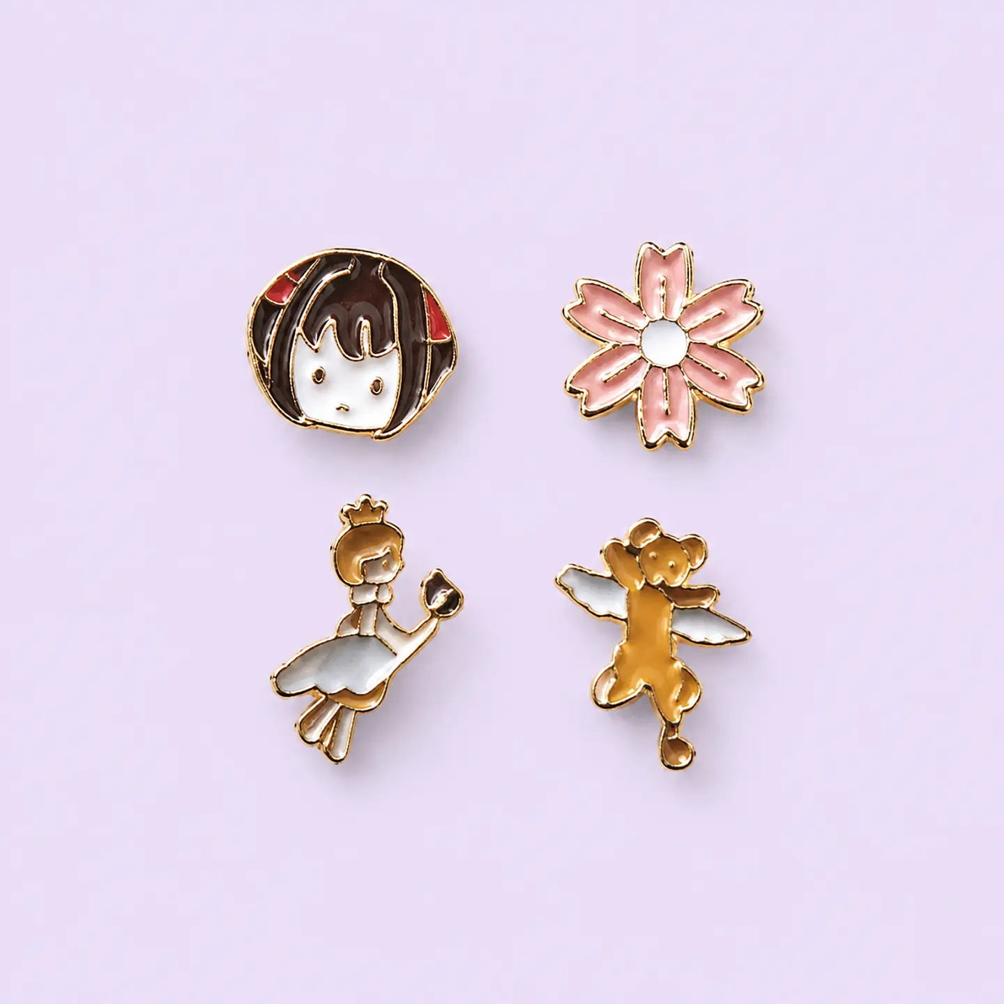Set 4 Aros Kawaii Sakura & Hada con Cajita de Regalo 1