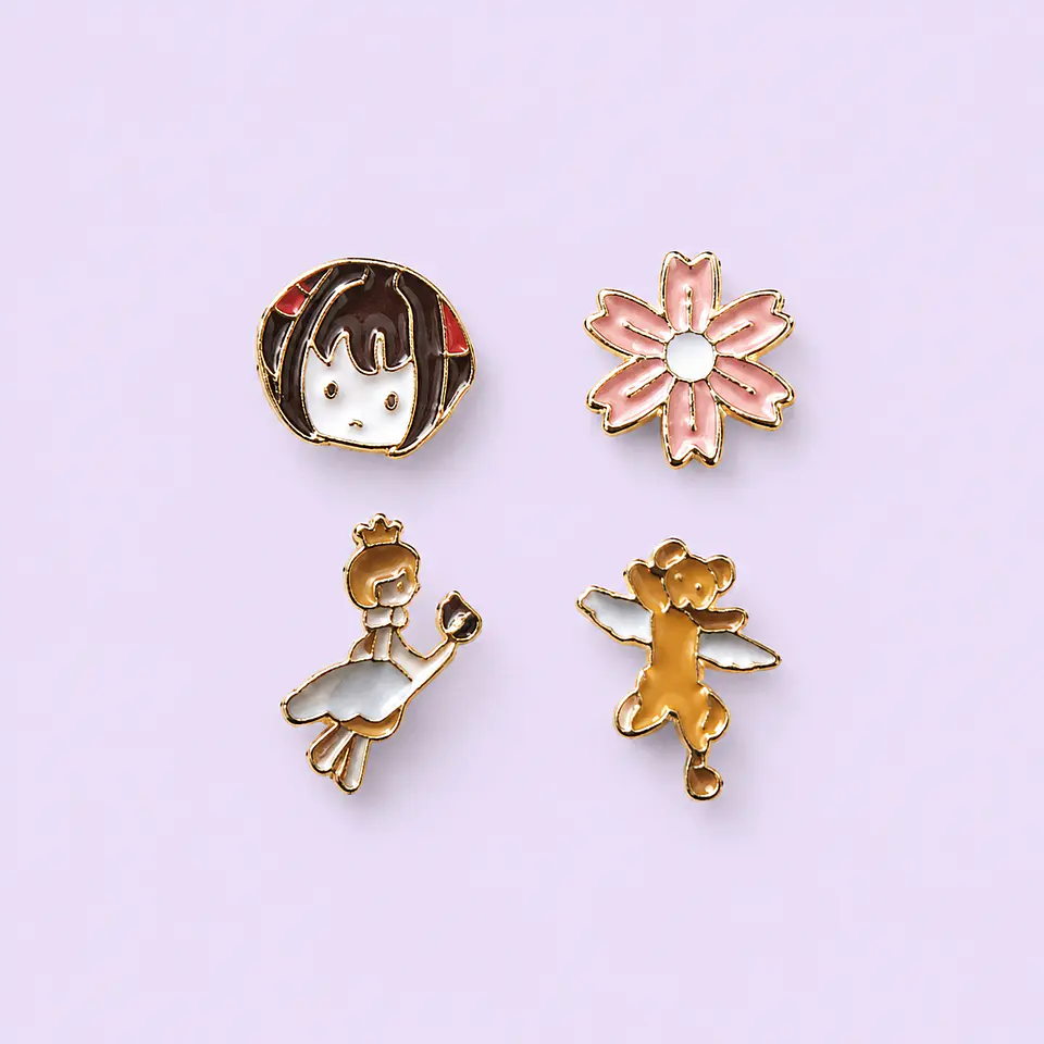 Set 4 Aros Kawaii Sakura & Hada con Cajita de Regalo 1