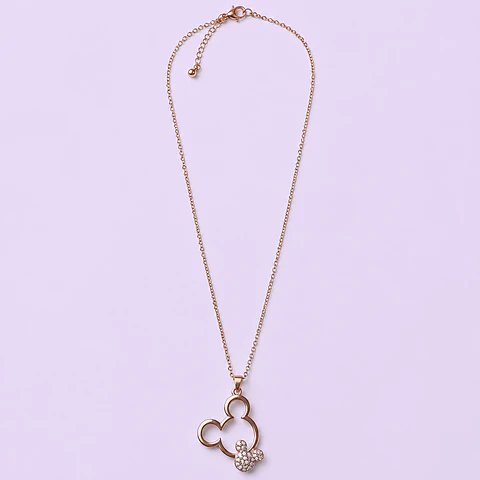 Collar Mickey Doble Silueta con Strass – Acero Quirúrgico