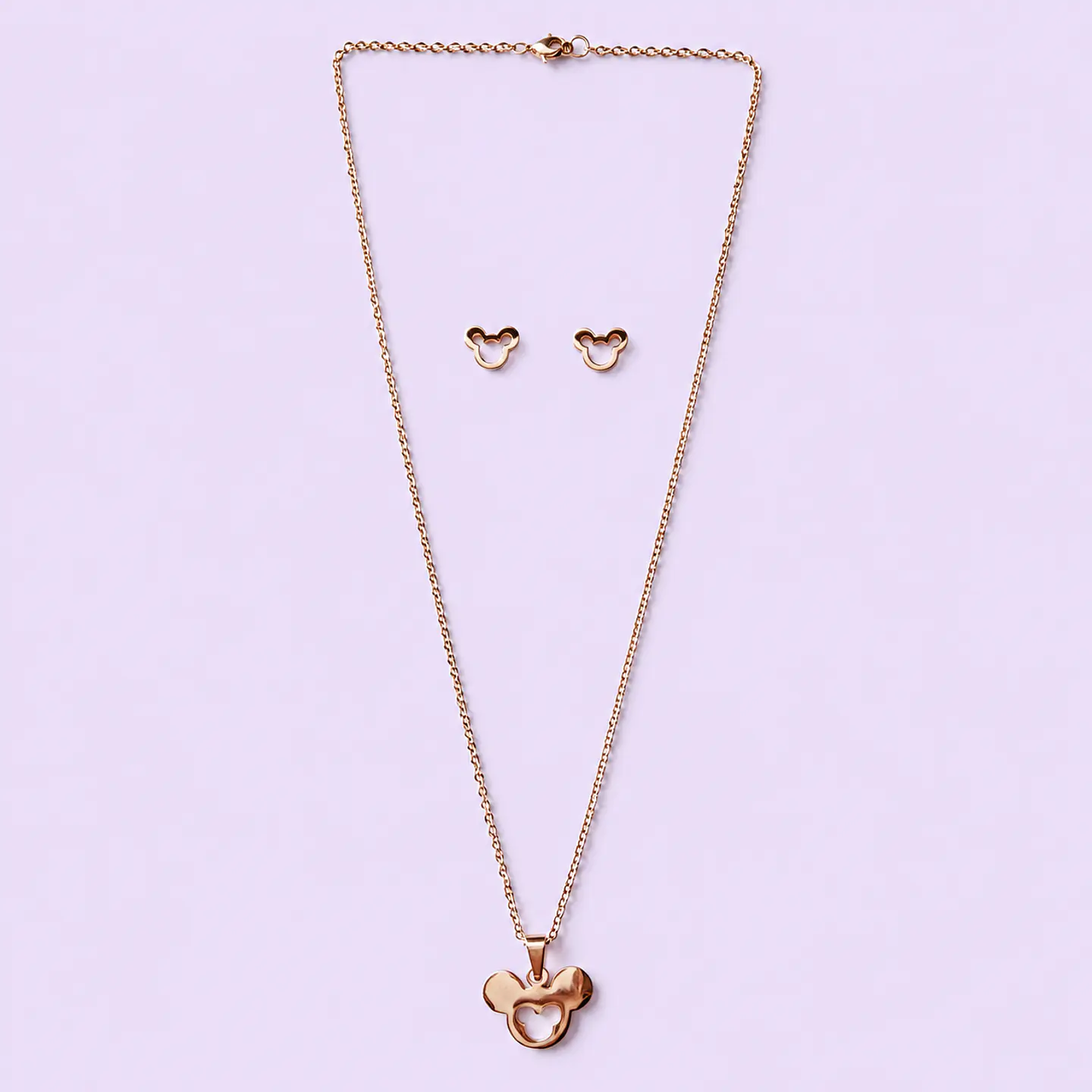 Set Collar + Aros Mickey Minimalista – Acero Quirúrgico 1