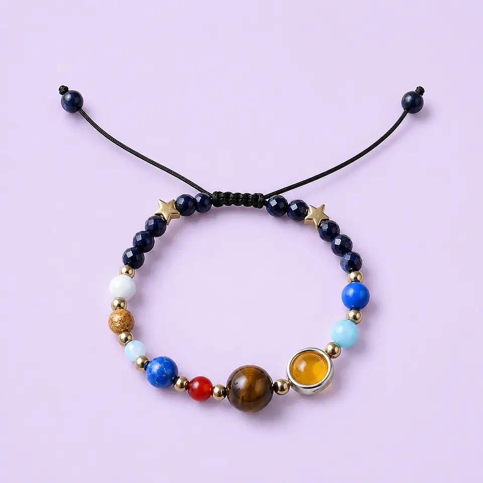 Pulsera Sistema Solar Ajustable con Gemas Naturales 1