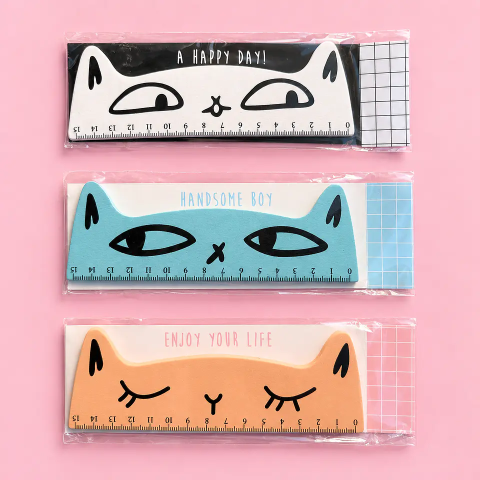 Regla de Madera Gatito Kawaii 15 cm 1
