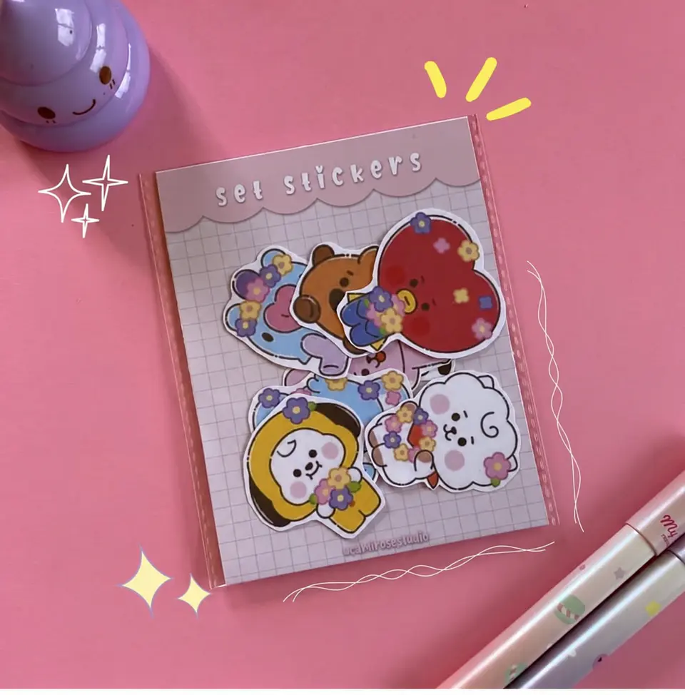 Set de Stickers BT21 Floral – 6 a 12 unidades 1