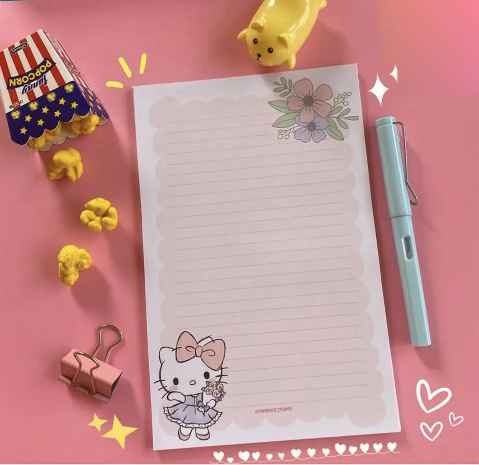 Taco de Esquelas Hello Kitty Floral – 30 Hojas 1
