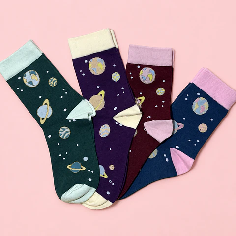 Calcetines Media Caña Planetas – 4 Colores 