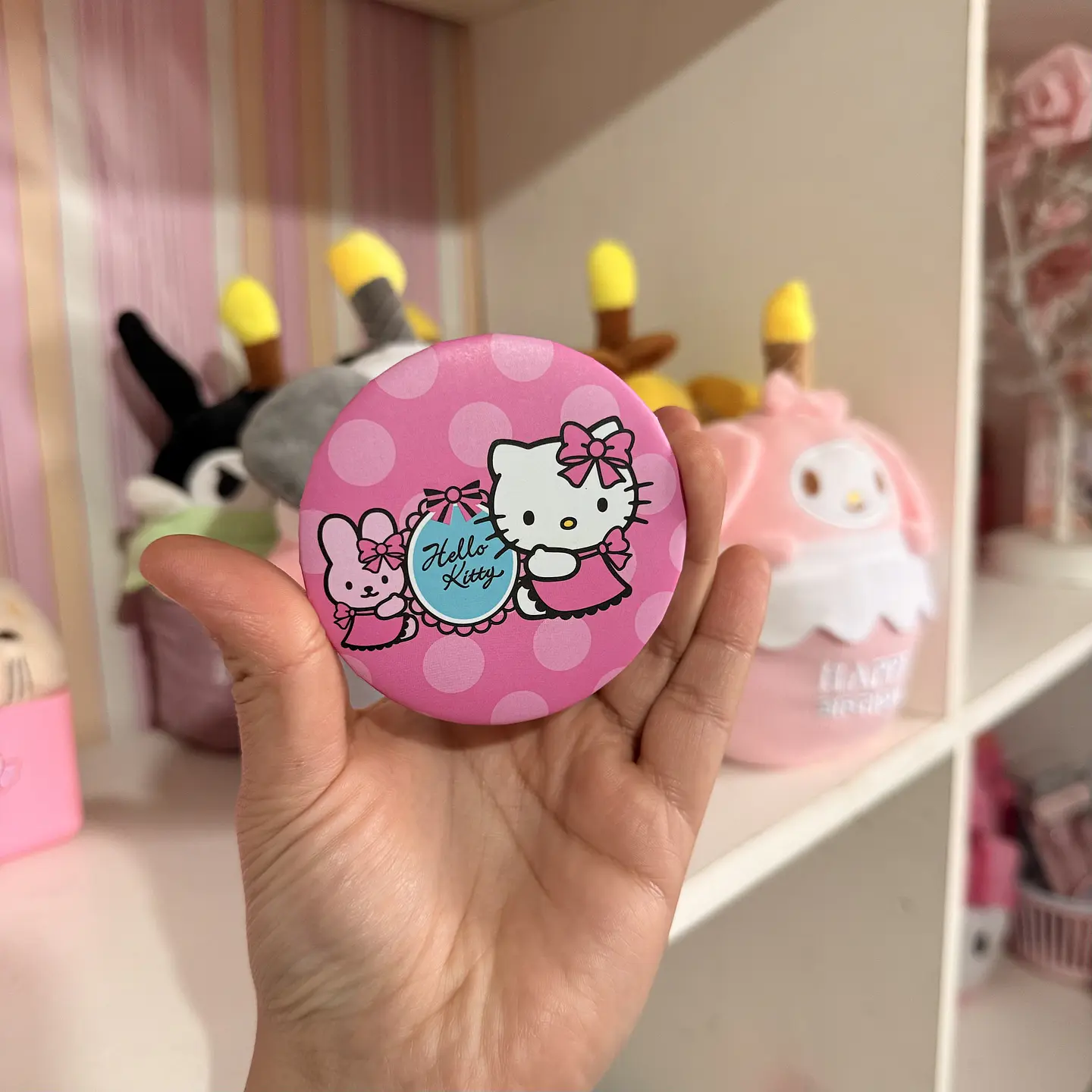 Espejo Doble Compacto Hello Kitty – Rosado con Lunares 1