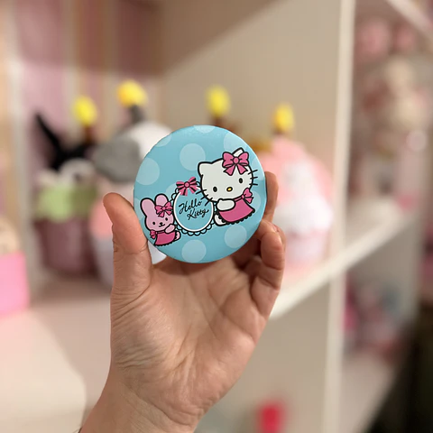 Espejo Doble Compacto Hello Kitty – Celeste con Lunares