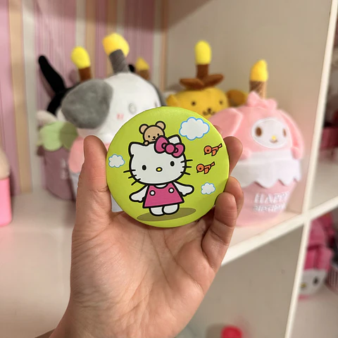 Espejo Doble Compacto Hello Kitty – Verde con Osito
