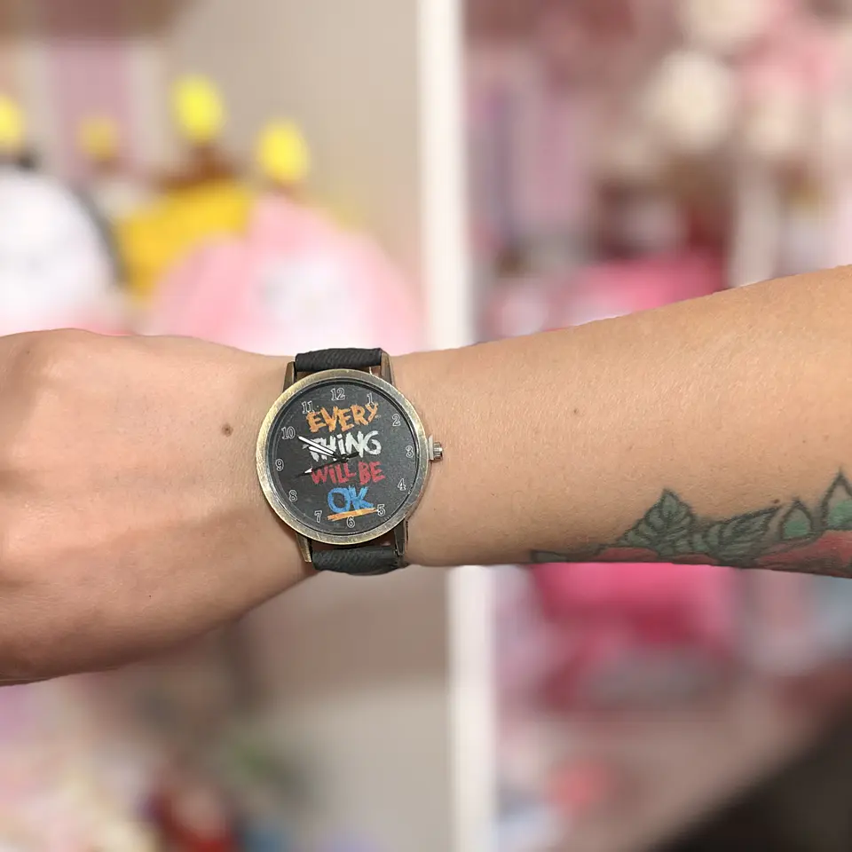 Reloj de Pulsera Every Thing Will Be OK – Correa Negra 1