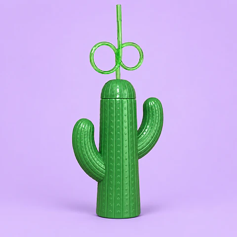 Vaso Cactus con Bombilla Espiral