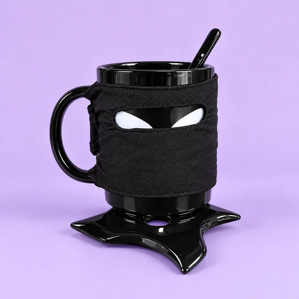 Tazón Ninja con Antifaz + Cuchara y Posavasos Shuriken 1