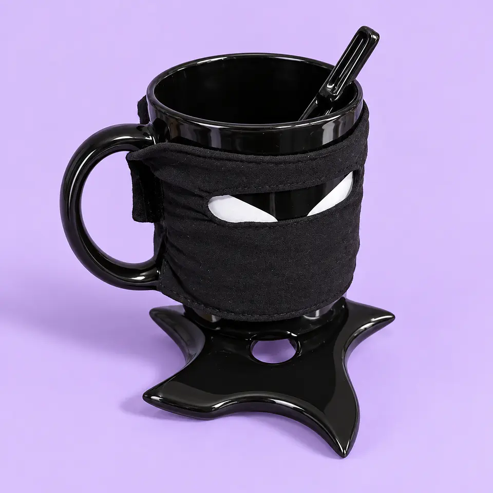 Tazón Ninja con Antifaz + Cuchara y Posavasos Shuriken 2