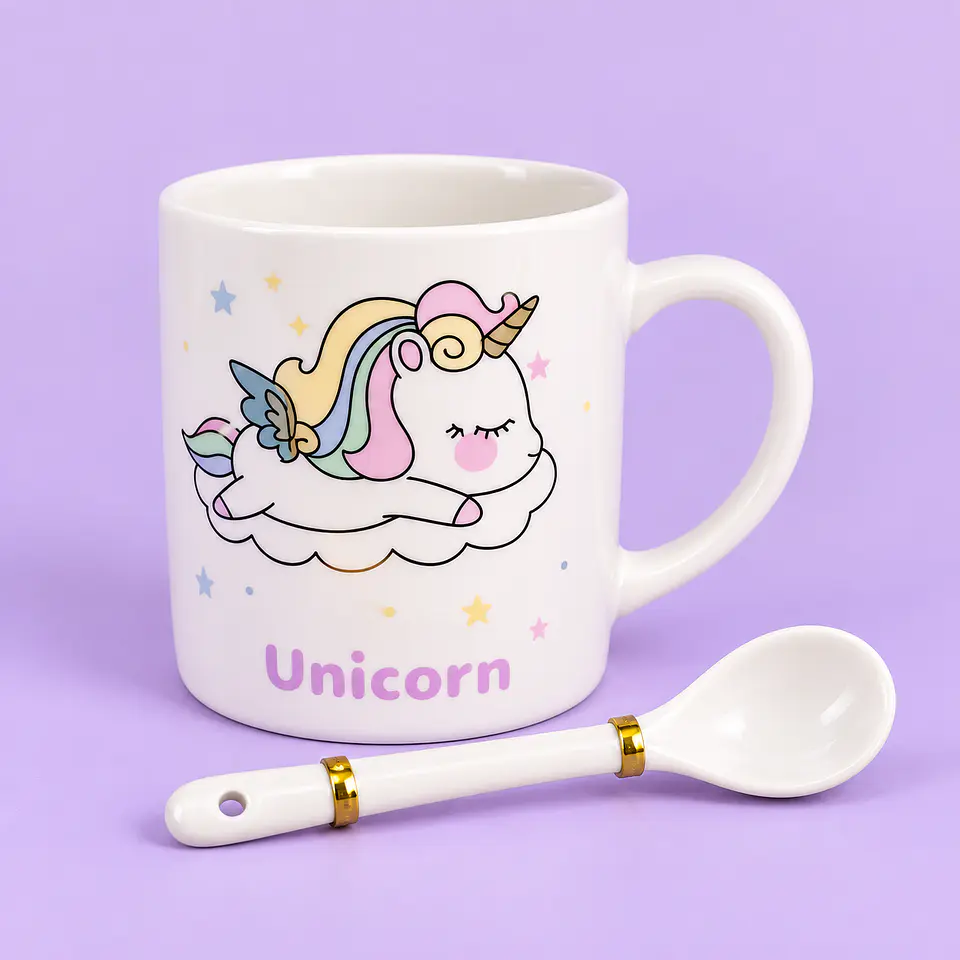  Tazón Unicornio Pastel + Cuchara 1