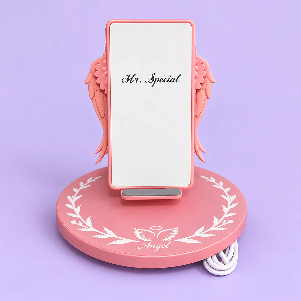 Cargador Inalámbrico Angel Wings con Luz y Alas Móviles 1