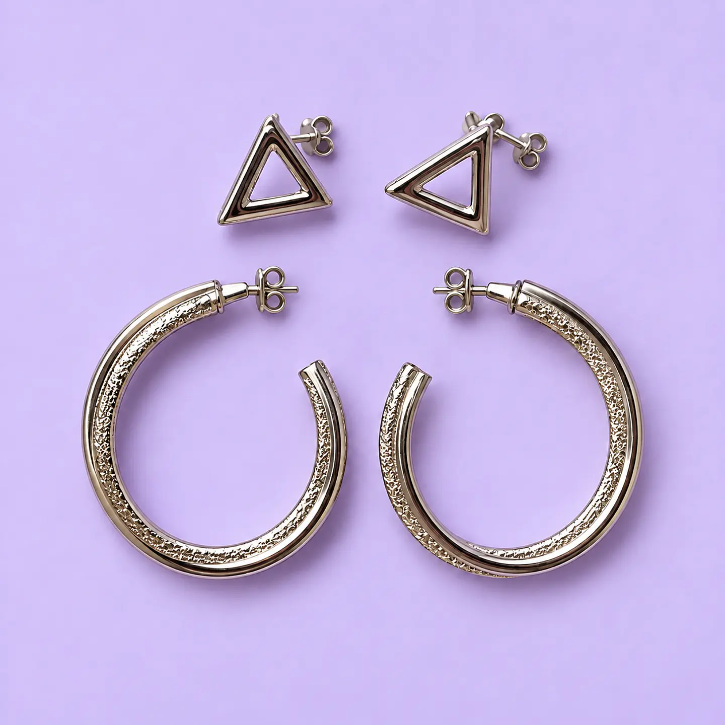 Set 2 Pares de Aros – Argollas y Triángulos 1