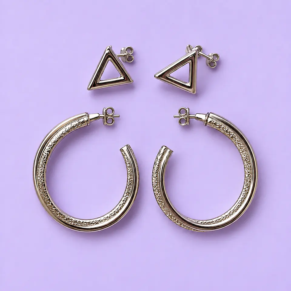 Set 2 Pares de Aros – Argollas y Triángulos 1