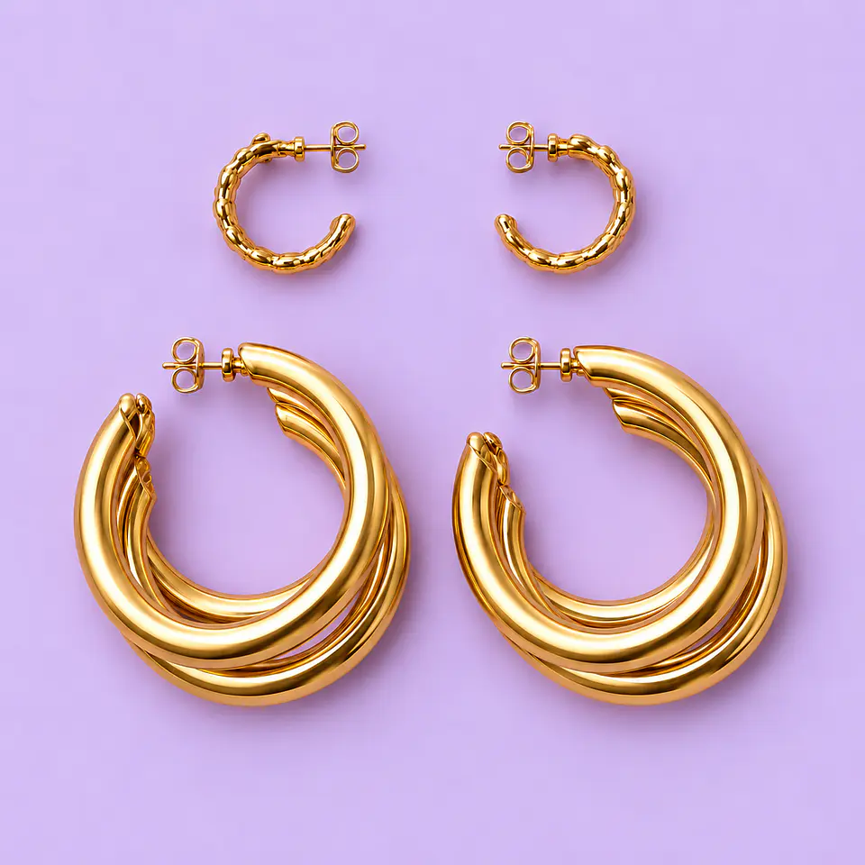 Set 2 Pares de Argollas Doradas – Trenzadas y Entrelazadas 1
