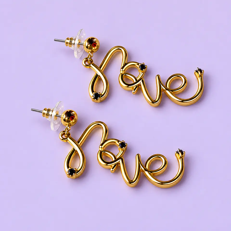 Aros Colgantes LOVE – Dorado o Plateado 3
