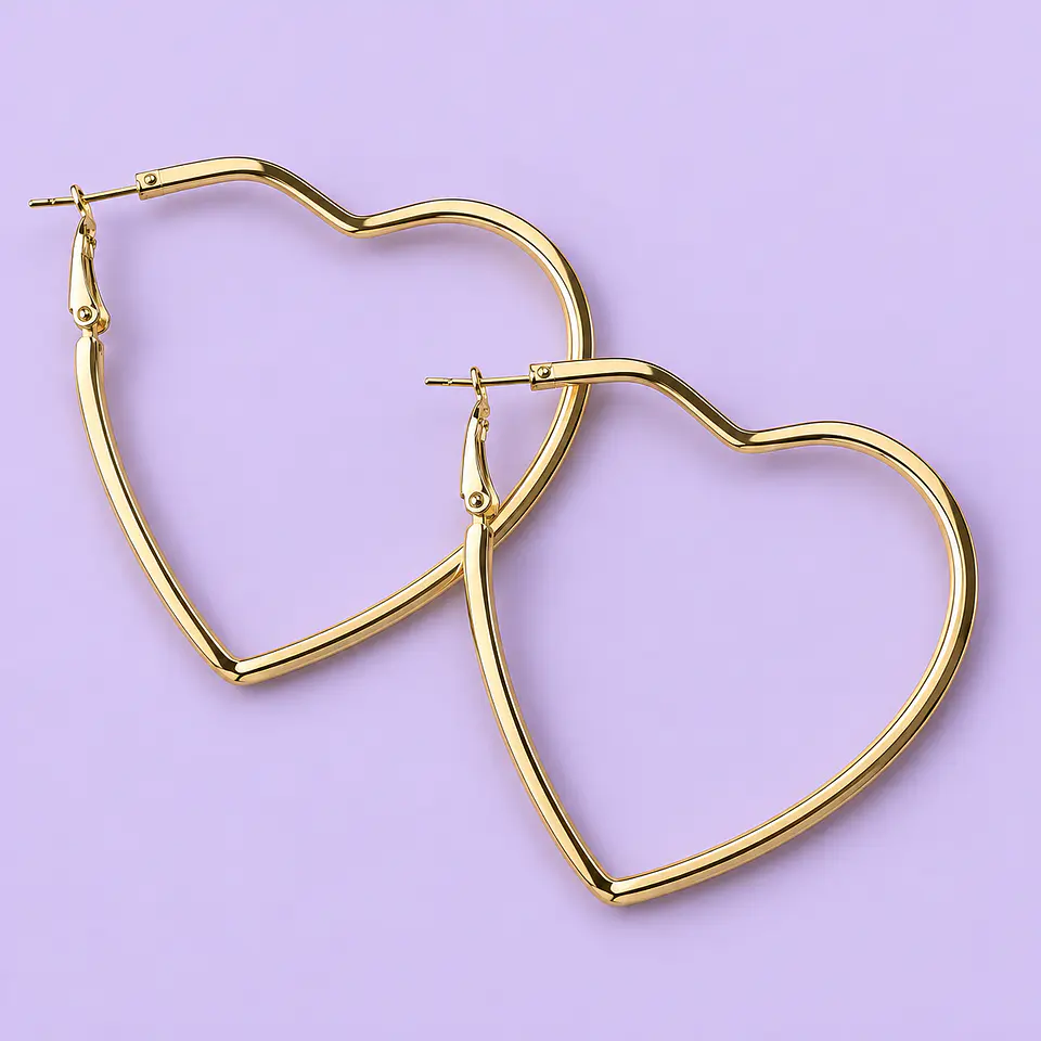 Aros Argolla Corazón – Dorado o Negro 2
