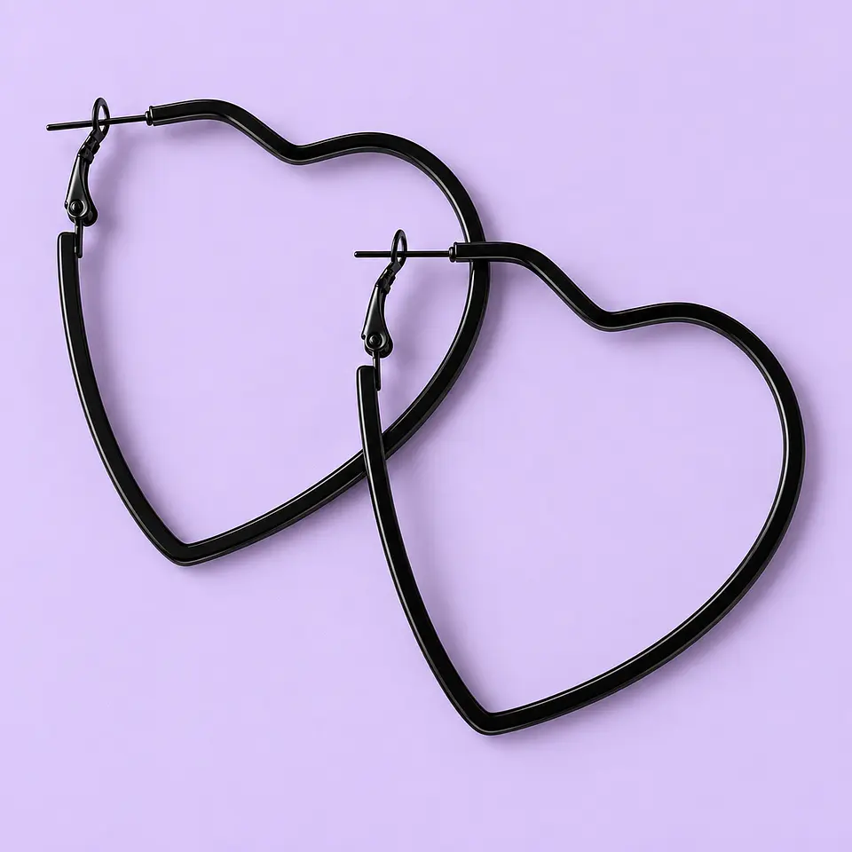 Aros Argolla Corazón – Dorado o Negro 3