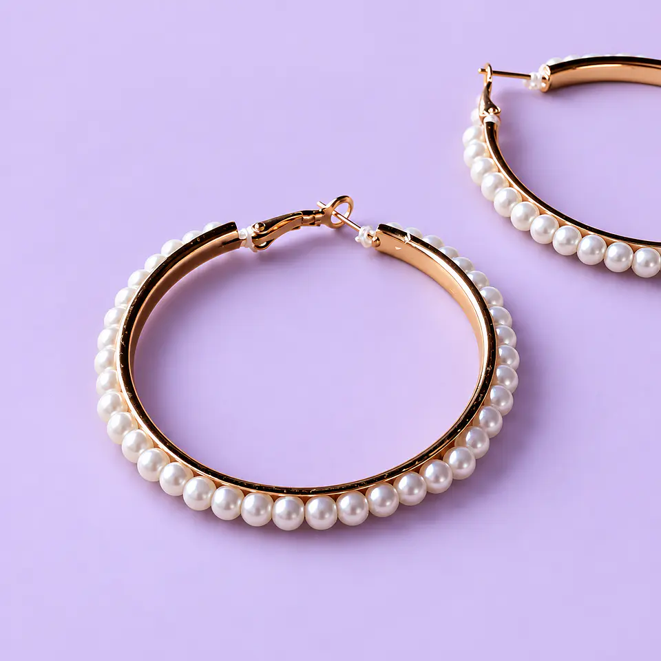Aros Argolla Dorados con Perlas 2