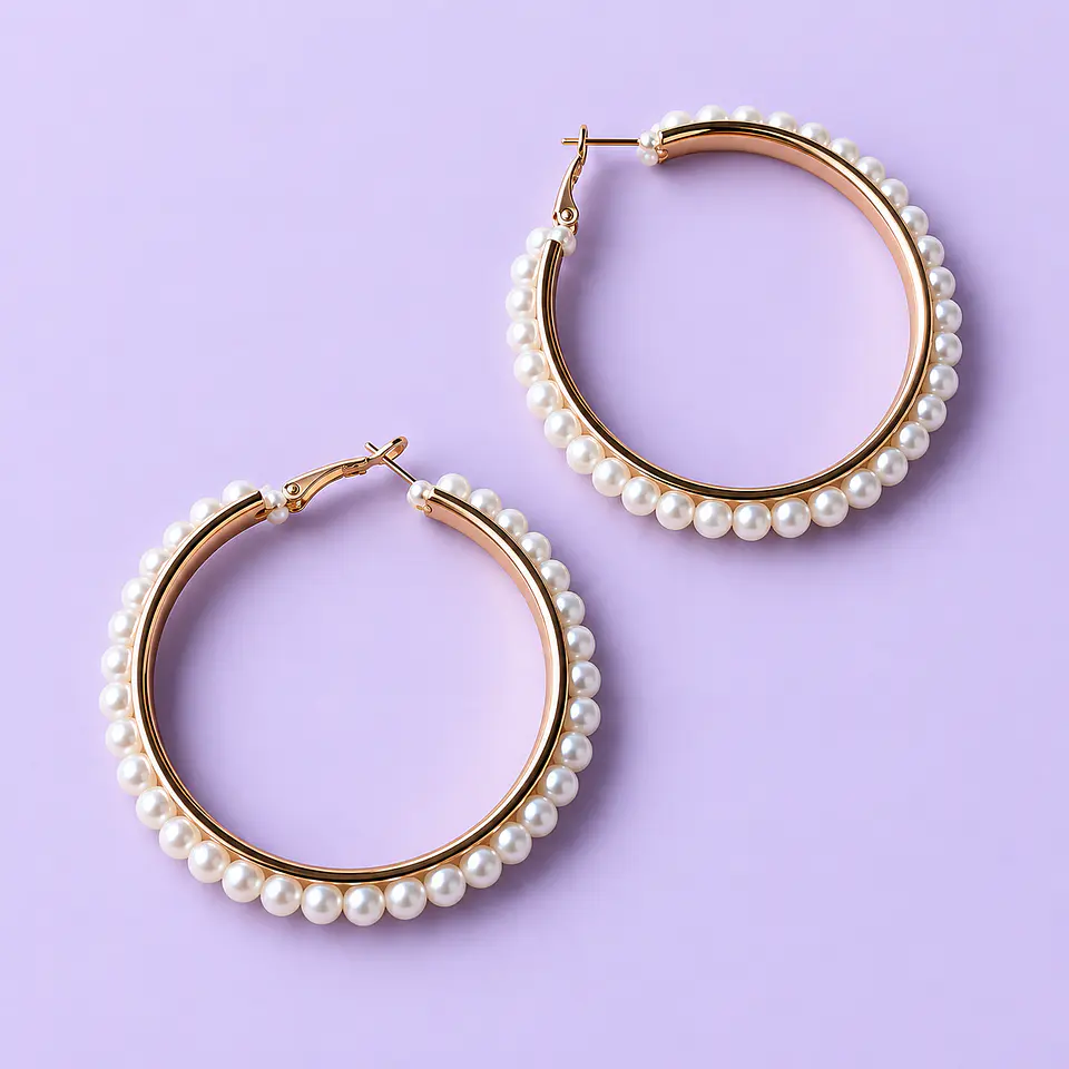 Aros Argolla Dorados con Perlas 3